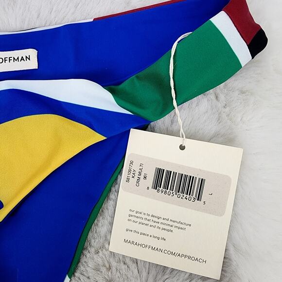 NEW Mara Hoffman Kay Low Rise Bikini Swim Bottom in Cream Multicolor - Picture 8 of 11